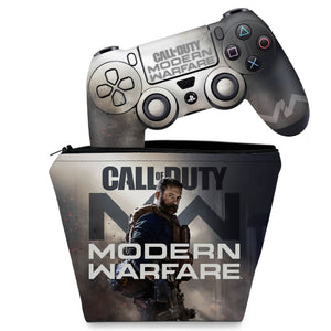 KIT Capa Case e Skin Anti-Rage PS4 Controle - Call Of Duty Modern Warfare - Pop Arte Skins