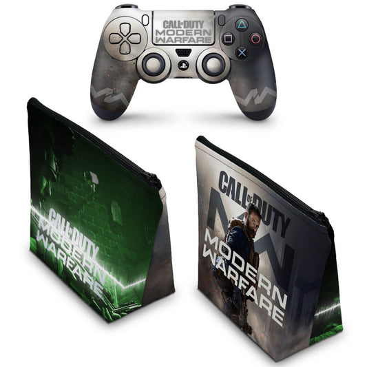 KIT Capa Case e Skin Anti-Rage PS4 Controle - Call Of Duty Modern Warfare