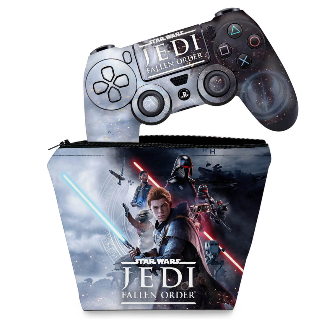 KIT Capa Case e Skin Anti-Rage PS4 Controle - Star Wars Jedi Fallen Order - Pop Arte Skins