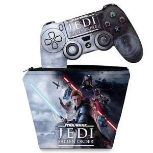KIT Capa Case e Skin Anti-Rage PS4 Controle - Star Wars Jedi Fallen Order - Pop Arte Skins
