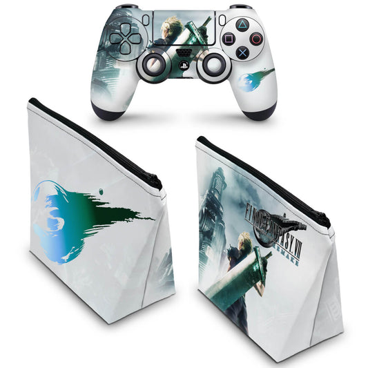 KIT Capa Case e Skin Anti-Rage PS4 Controle - Final Fantasy 7 Remake