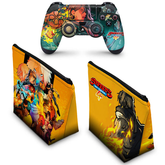 KIT Capa Case e Skin Anti-Rage PS4 Controle - Streets Of Rage 4