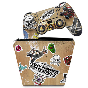KIT Capa Case e Skin Anti-Rage PS4 Controle - Tony Hawk's Pro Skater - Pop Arte Skins