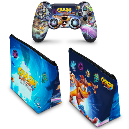 KIT Capa Case e Skin Anti-Rage PS4 Controle - Crash Bandicoot 4