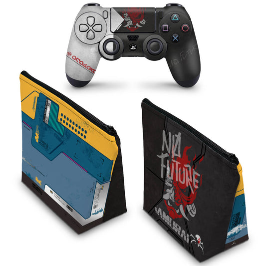 KIT Capa Case e Skin Anti-Rage PS4 Controle - Cyberpunk 2077 Bundle
