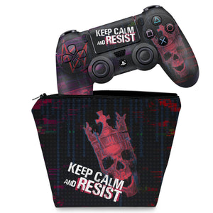 KIT Capa Case e Skin Anti-Rage PS4 Controle - Watch Dogs Legion - Pop Arte Skins