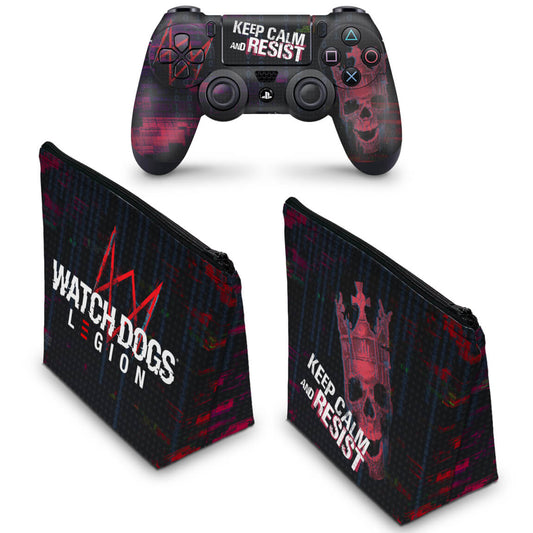 KIT Capa Case e Skin Anti-Rage PS4 Controle - Watch Dogs Legion