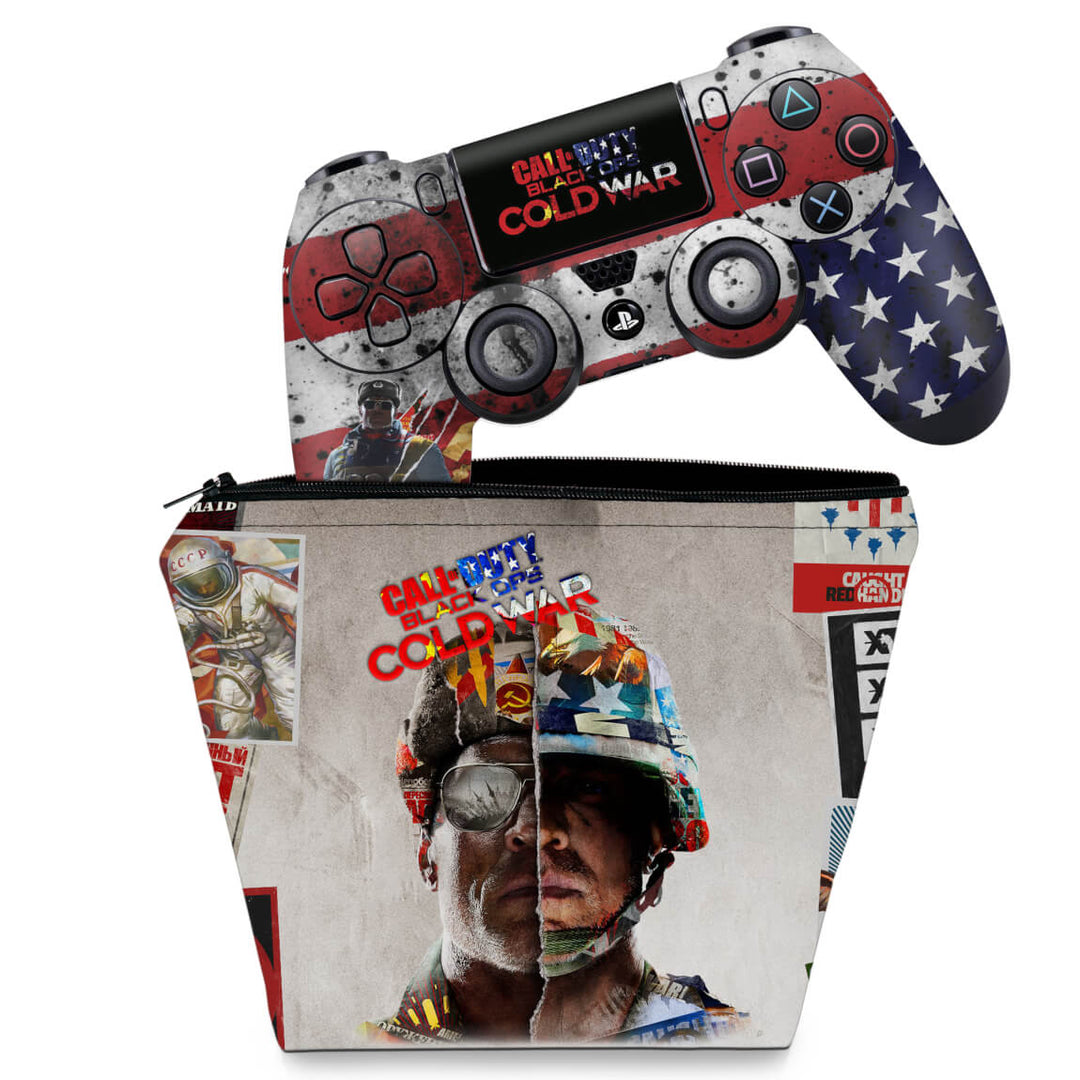 KIT Capa Case e Skin Anti-Rage PS4 Controle - Call Of Duty Cold War - Pop Arte Skins