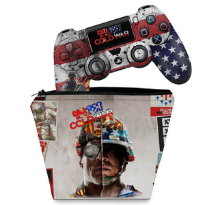 KIT Capa Case e Skin Anti-Rage PS4 Controle - Call Of Duty Cold War - Pop Arte Skins