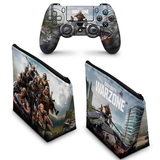 KIT Capa Case e Skin Anti-Rage PS4 Controle - Call of Duty Warzone
