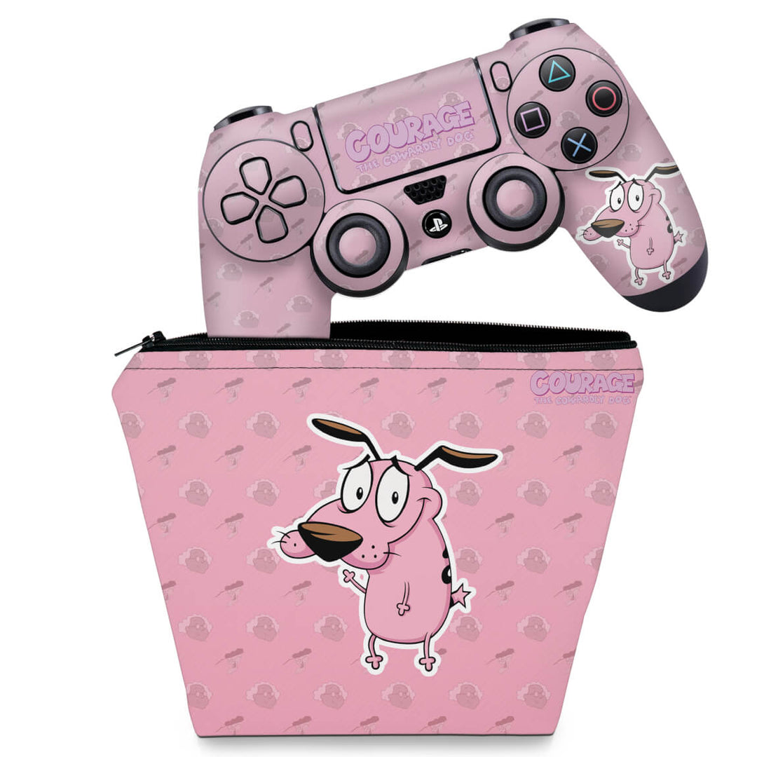 KIT Capa Case e Skin Anti-Rage PS4 Controle - Coragem: O cão covarde - Pop Arte Skins