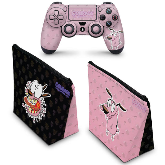 KIT Capa Case e Skin Anti-Rage PS4 Controle - Coragem: O cão covarde