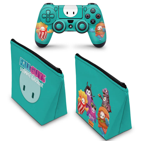 KIT Capa Case e Skin Anti-Rage PS4 Controle - Fall Guys