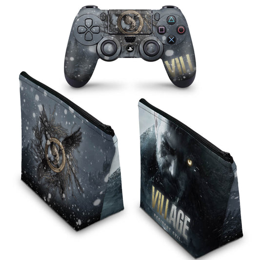 KIT Capa Case e Skin Anti-Rage PS4 Controle - Resident Evil Village