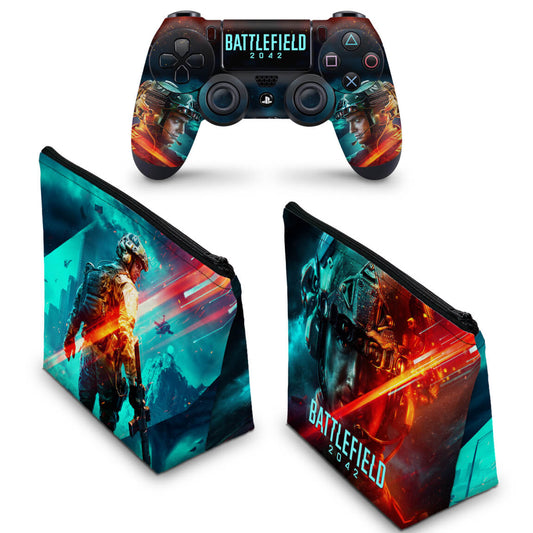 KIT Capa Case e Skin Anti-Rage PS4 Controle - Battlefield 2042