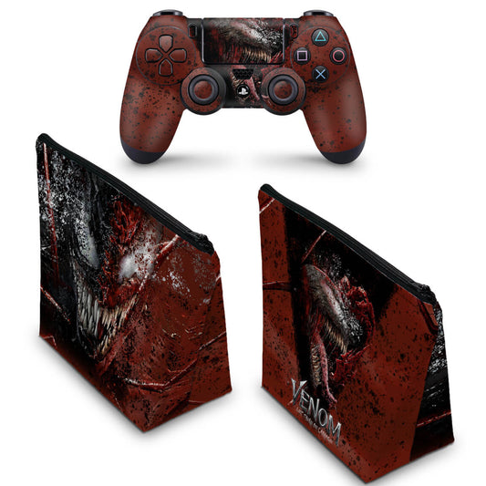 KIT Capa Case e Skin Anti-Rage PS4 Controle - Venom Tempo de Carnificina