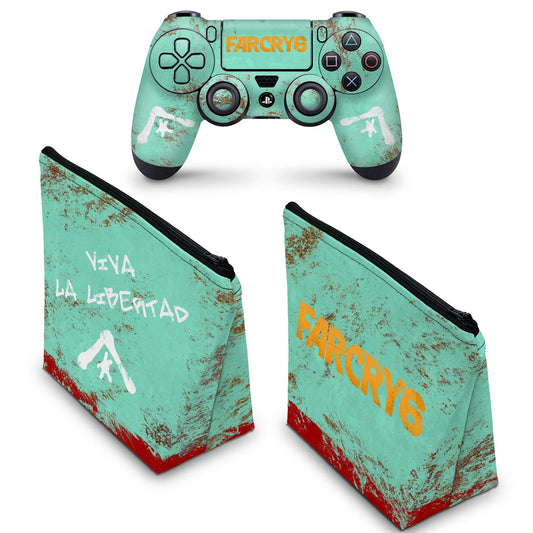 KIT Capa Case e Skin Anti-Rage PS4 Controle - Far Cry 6