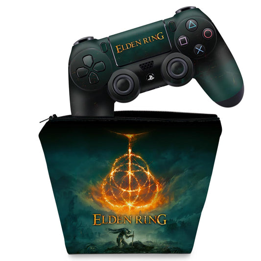 KIT Capa Case e Skin Anti-Rage PS4 Controle - Elden Ring