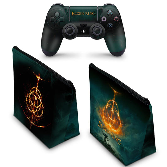 KIT Capa Case e Skin Anti-Rage PS4 Controle - Elden Ring