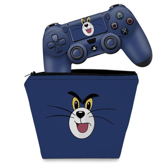 KIT Capa Case e Skin Anti-Rage PS4 Controle - Tom