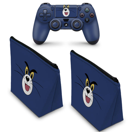 KIT Capa Case e Skin Anti-Rage PS4 Controle - Tom