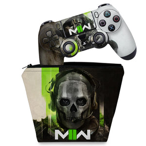 KIT Capa Case e Skin Anti-Rage PS4 Controle - Call Of Duty Modern Warfare II - Pop Arte Skins