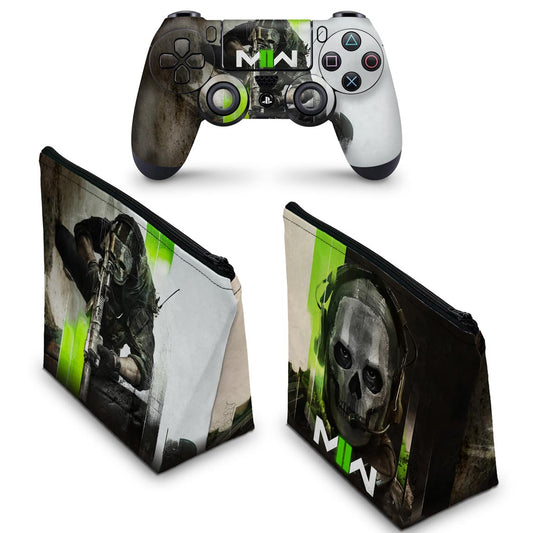 KIT Capa Case e Skin Anti-Rage PS4 Controle - Call Of Duty Modern Warfare II
