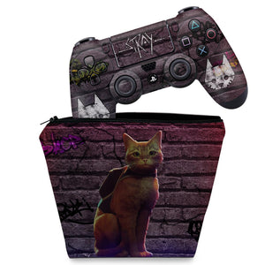 KIT Capa Case e Skin Anti-Rage PS4 Controle - Stray - Pop Arte Skins