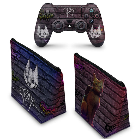 KIT Capa Case e Skin Anti-Rage PS4 Controle - Stray