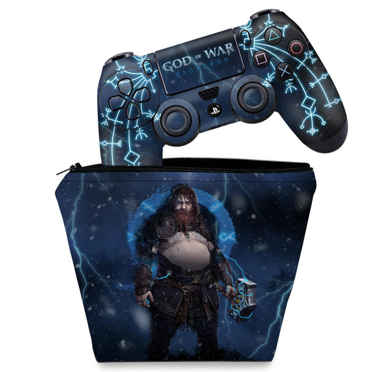 KIT Capa Case e Skin Anti-Rage PS4 Controle - God of War Ragnarok B