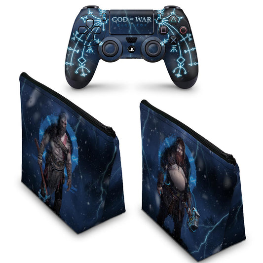 KIT Capa Case e Skin Anti-Rage PS4 Controle - God of War Ragnarok B