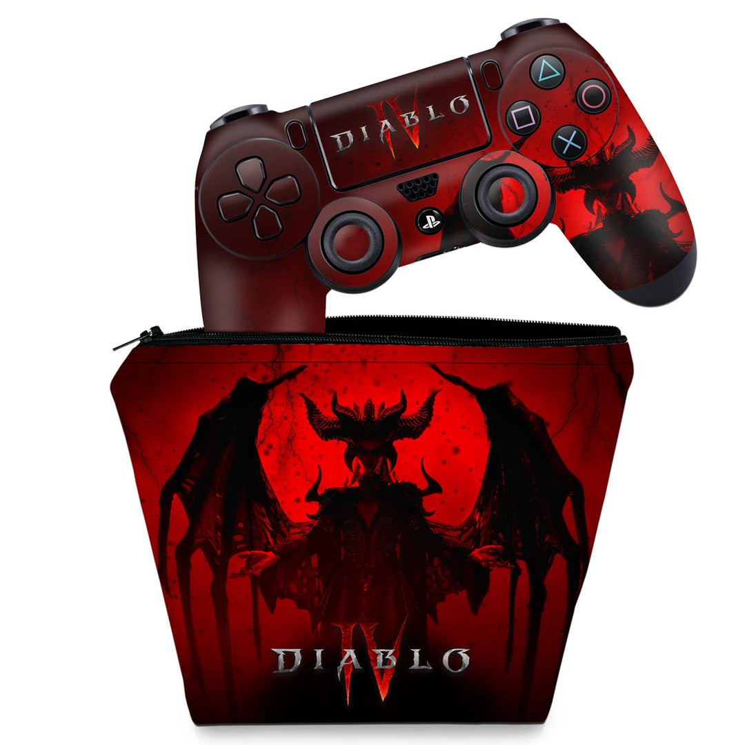 KIT Capa Case e Skin Anti-Rage PS4 Controle - Diablo IV 4 - Pop Arte Skins