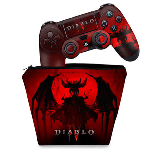 KIT Capa Case e Skin Anti-Rage PS4 Controle - Diablo IV 4 - Pop Arte Skins