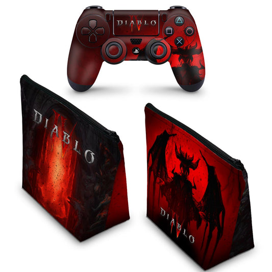 KIT Capa Case e Skin Anti-Rage PS4 Controle - Diablo IV 4