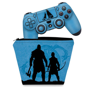 KIT Capa Case e Skin Anti-Rage PS4 Controle - God of War Ragnarok Edition - Pop Arte Skins
