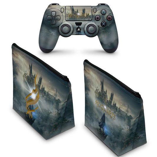KIT Capa Case e Skin Anti-Rage PS4 Controle - Hogwarts Legacy