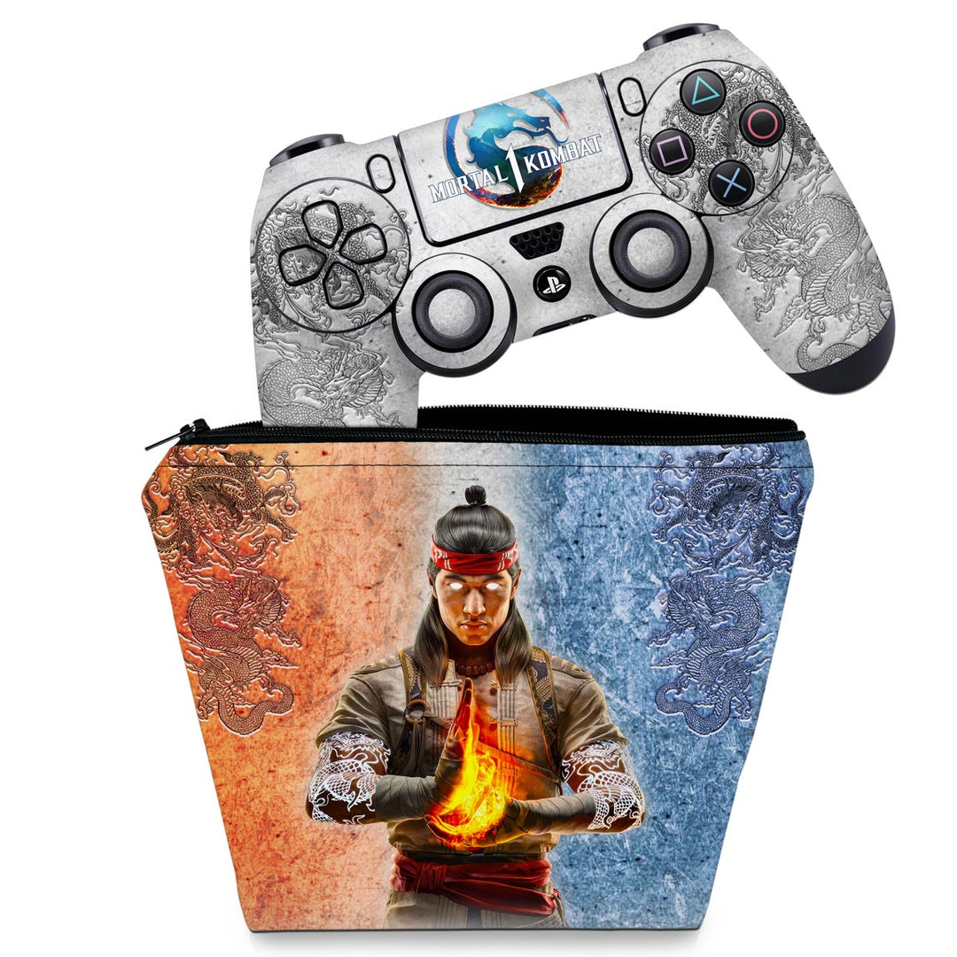 KIT Capa Case e Skin Anti-Rage PS4 Controle - Mortal Kombat 1 - Pop Arte Skins