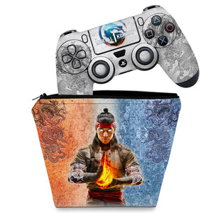 KIT Capa Case e Skin Anti-Rage PS4 Controle - Mortal Kombat 1 - Pop Arte Skins