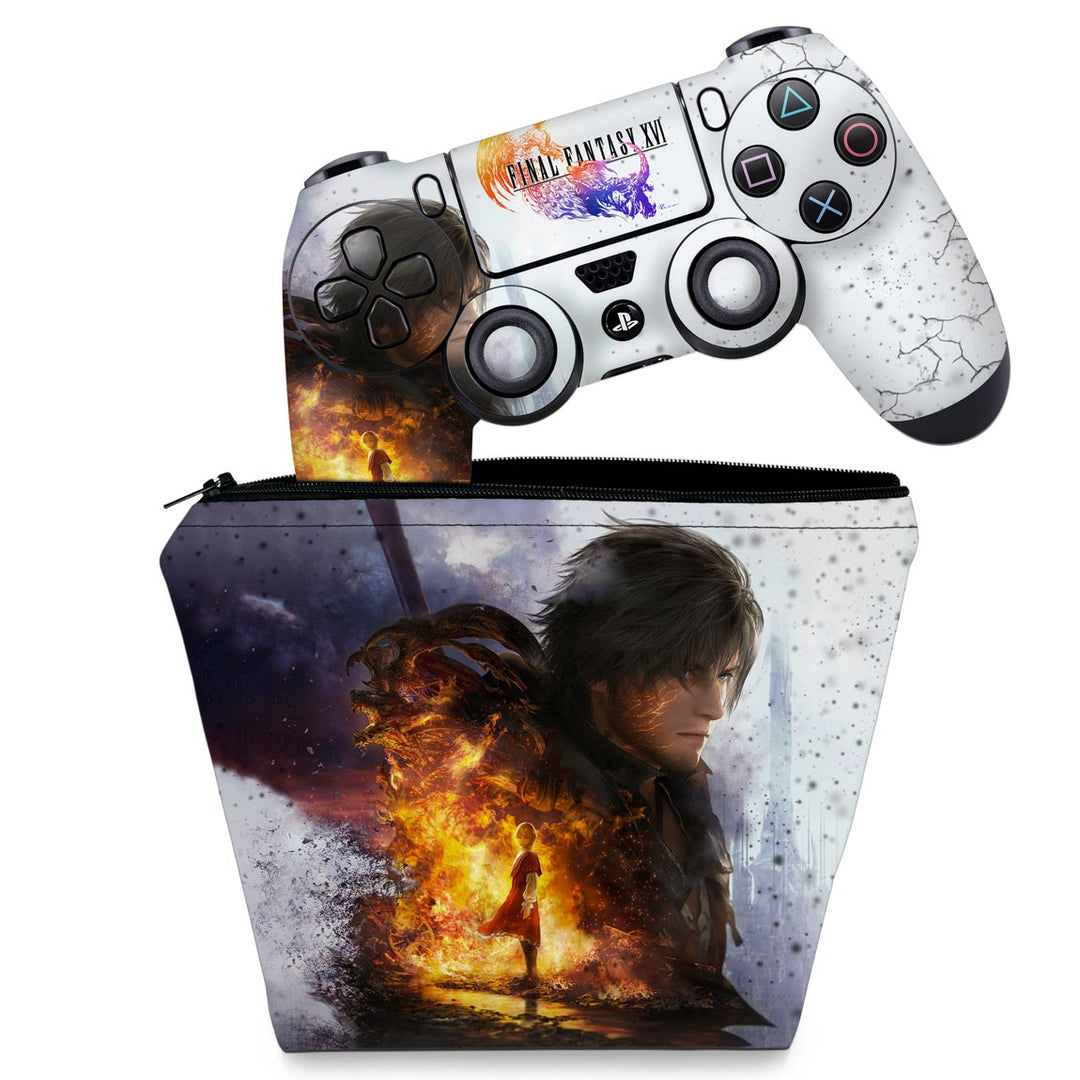 KIT Capa Case e Skin Anti-Rage PS4 Controle - Final Fantasy XVI - Pop Arte Skins