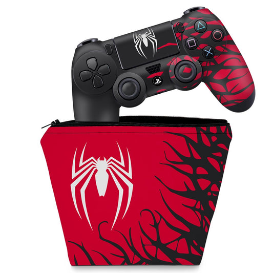 KIT Capa Case e Skin Anti-Rage PS4 Controle - Spider-Man Homem Aranha 2 Edition