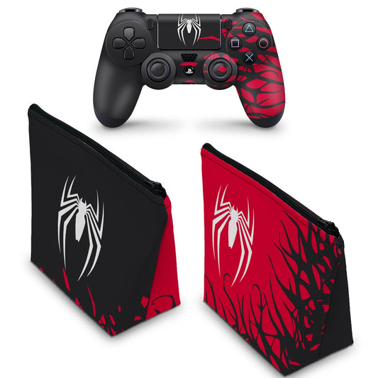 KIT Capa Case e Skin Anti-Rage PS4 Controle - Spider-Man Homem Aranha 2 Edition