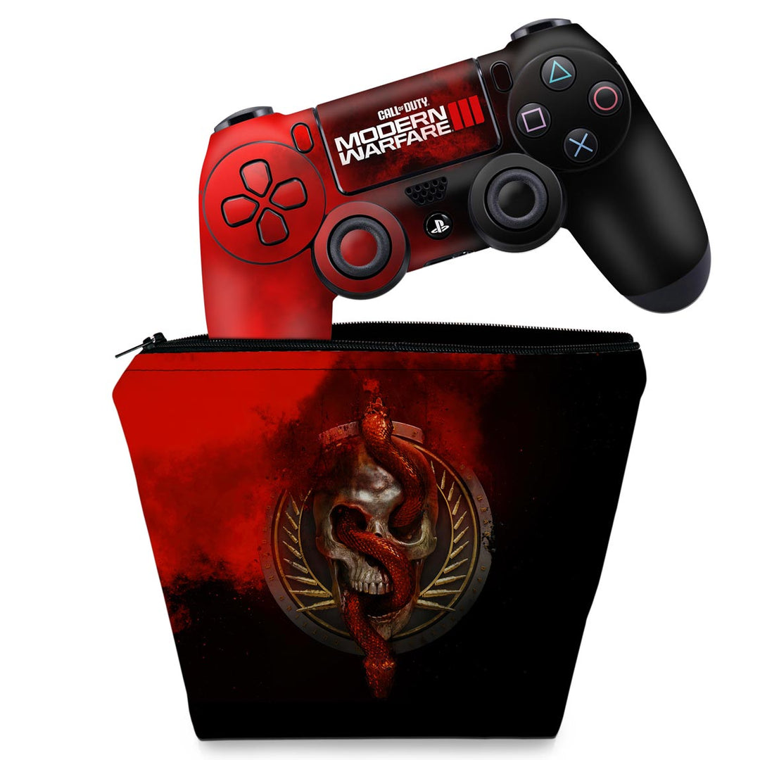 KIT Capa Case e Skin Anti-Rage PS4 Controle - Call Of Duty Modern Warfare III - Pop Arte Skins