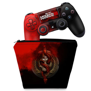 KIT Capa Case e Skin Anti-Rage PS4 Controle - Call Of Duty Modern Warfare III - Pop Arte Skins