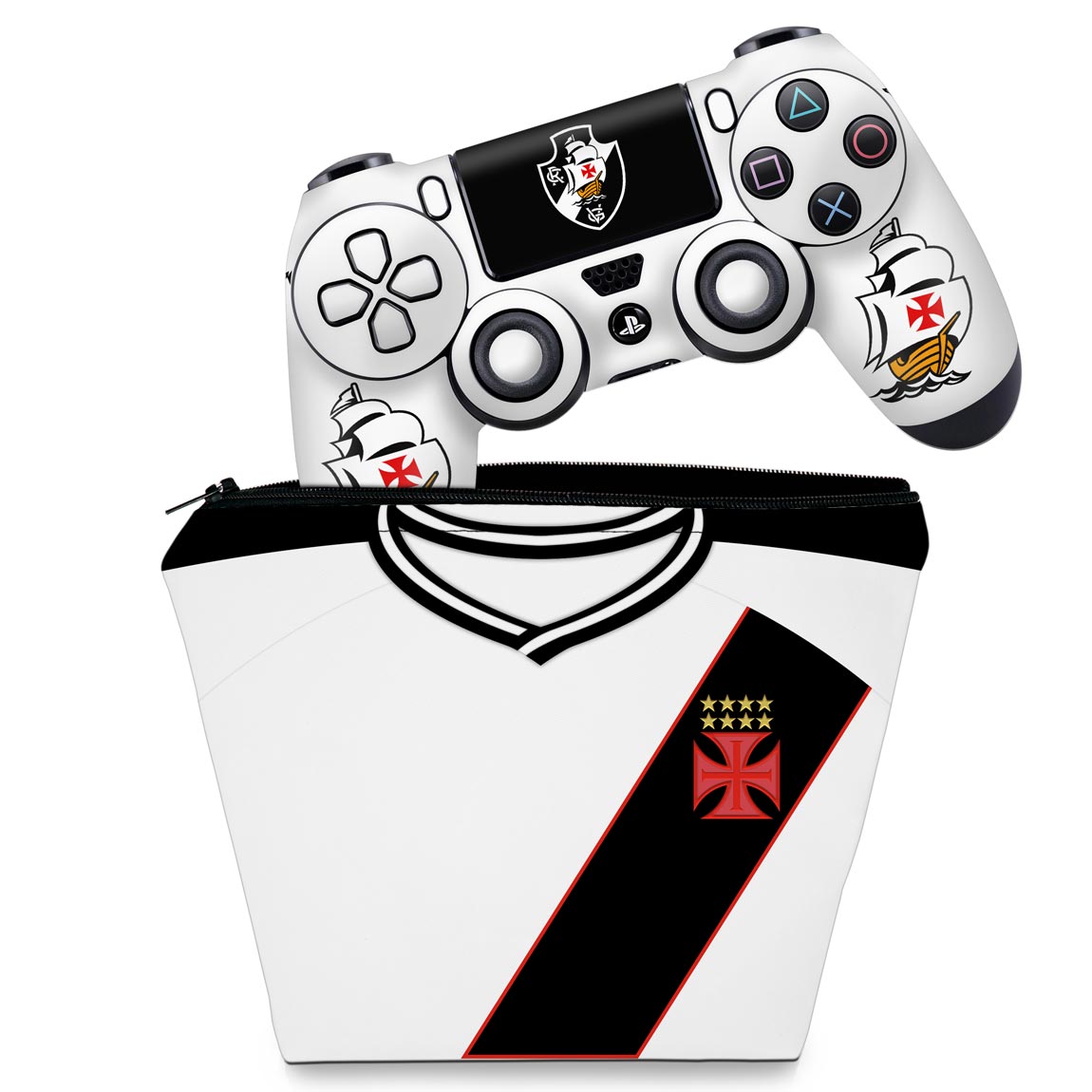 KIT Capa Case e Skin Anti-Rage PS4 Controle - Vasco B