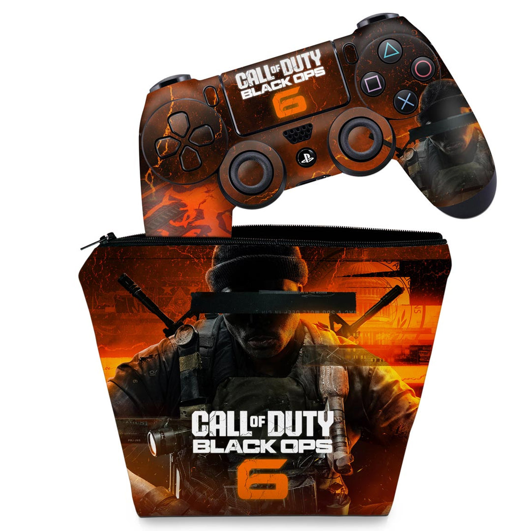 KIT Capa Case e Skin Anti-Rage PS4 Controle - Call of Duty Black Ops 6 - Pop Arte Skins