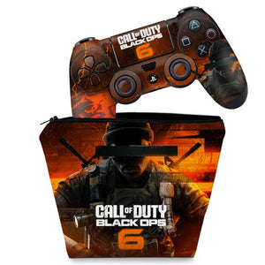 KIT Capa Case e Skin Anti-Rage PS4 Controle - Call of Duty Black Ops 6 - Pop Arte Skins