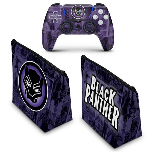 KIT Capa Case e Skin Anti-Rage PS5 Controle - Pantera Negra Comics