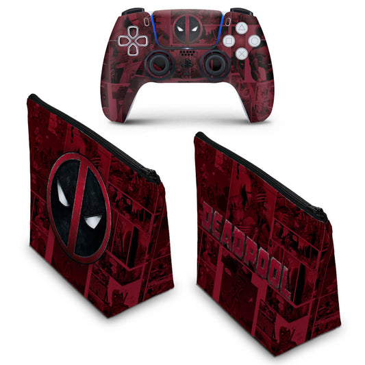 KIT Capa Case e Skin Anti-Rage PS5 Controle - Deadpool Comics