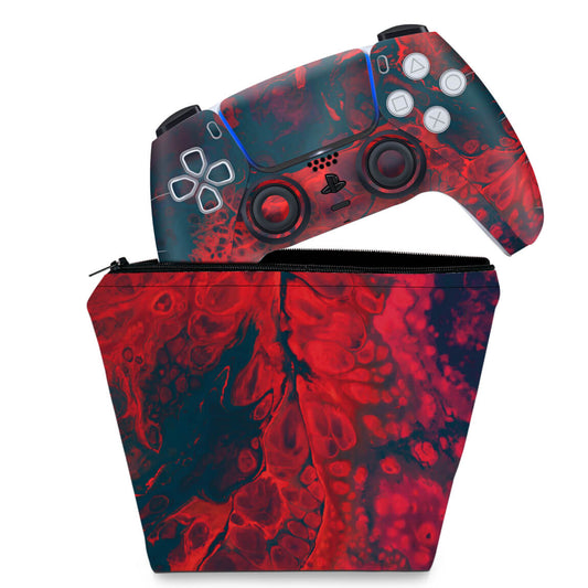 KIT Capa Case e Skin Anti-Rage PS5 Controle - Abstrato #98
