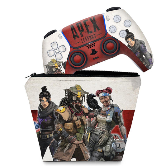 KIT Capa Case e Skin Anti-Rage PS5 Controle - Apex Legends